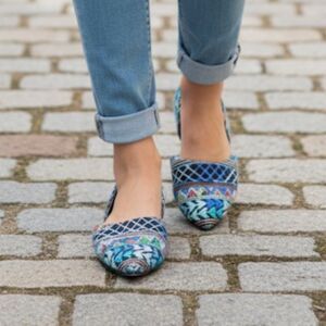 Seychelles Alina Women's Embroidered D'Orsay Flats Size‎ 6 Multicolor